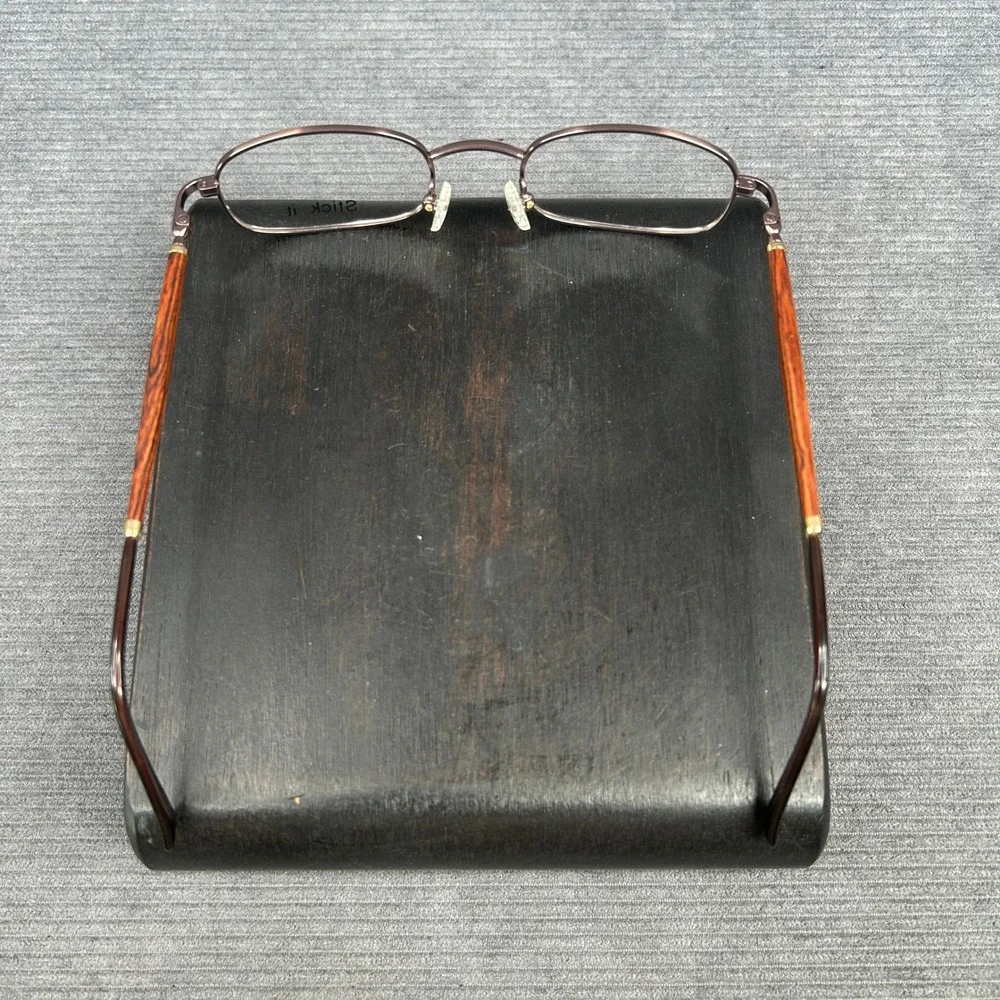 Stick it Oval Copper Metal Y2kEyeglasses Wood Grain Temples C.2 48-21-140